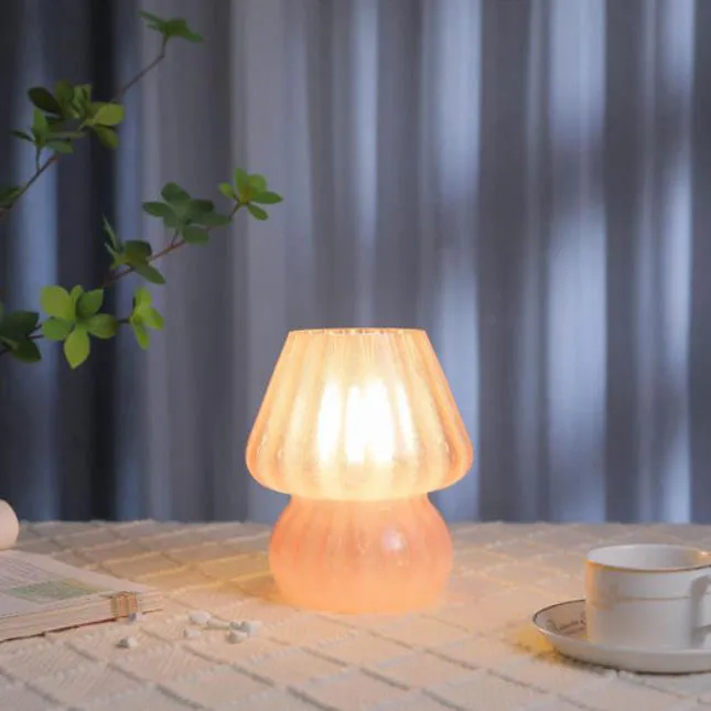 Modern Simplicity Glass Mushroom 1-Light Table Lamp For Bedroom