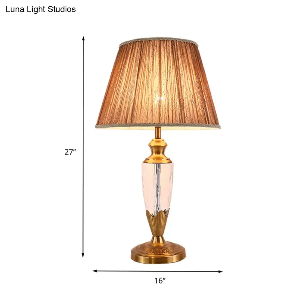 Modern Wide Flare Reading Light - Fabric Shade - 1 Head - Coffee Nightstand Lamp | Available in 14" or 16" Width