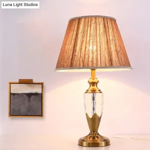 Modern Wide Flare Reading Light - Fabric Shade - 1 Head - Coffee Nightstand Lamp | Available in 14" or 16" Width