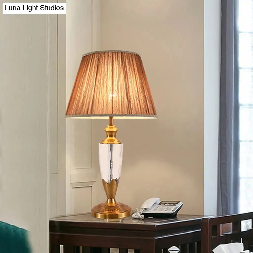 Modern Wide Flare Reading Light - Fabric Shade - 1 Head - Coffee Nightstand Lamp | Available in 14" or 16" Width