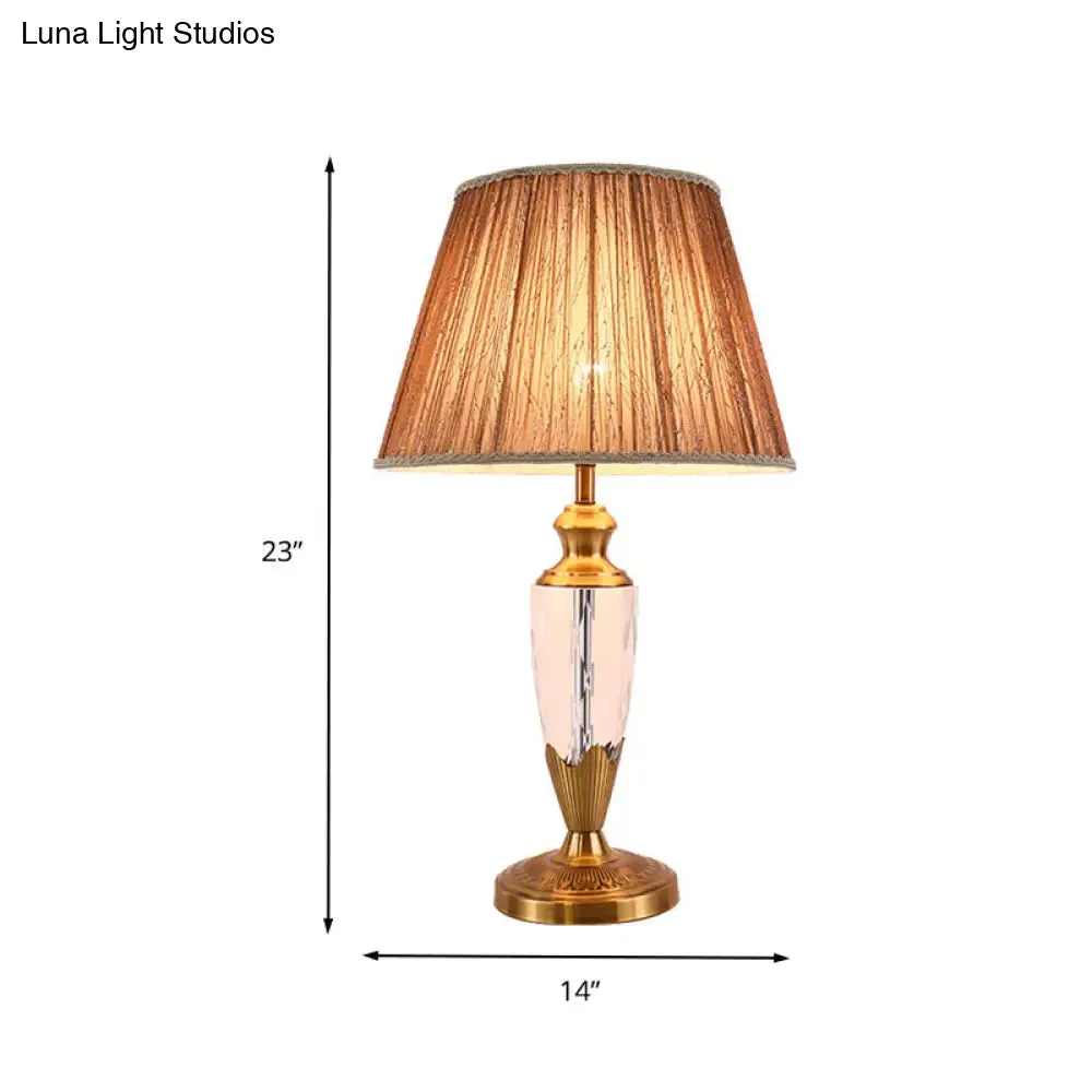 Modern Wide Flare Reading Light - Fabric Shade - 1 Head - Coffee Nightstand Lamp | Available in 14" or 16" Width