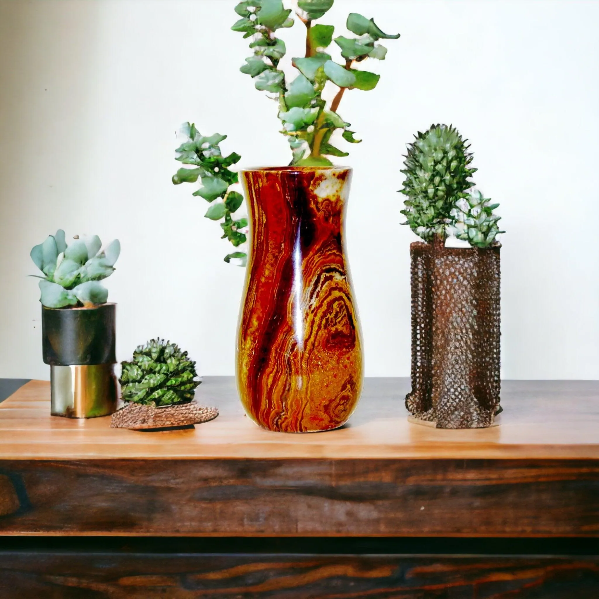 Multi Brown Onyx  9 inch Vase