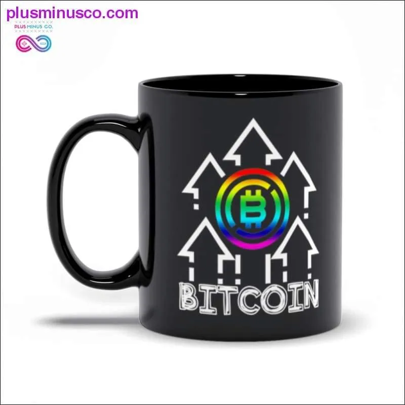 Multicolor Bitcoin Black Mugs