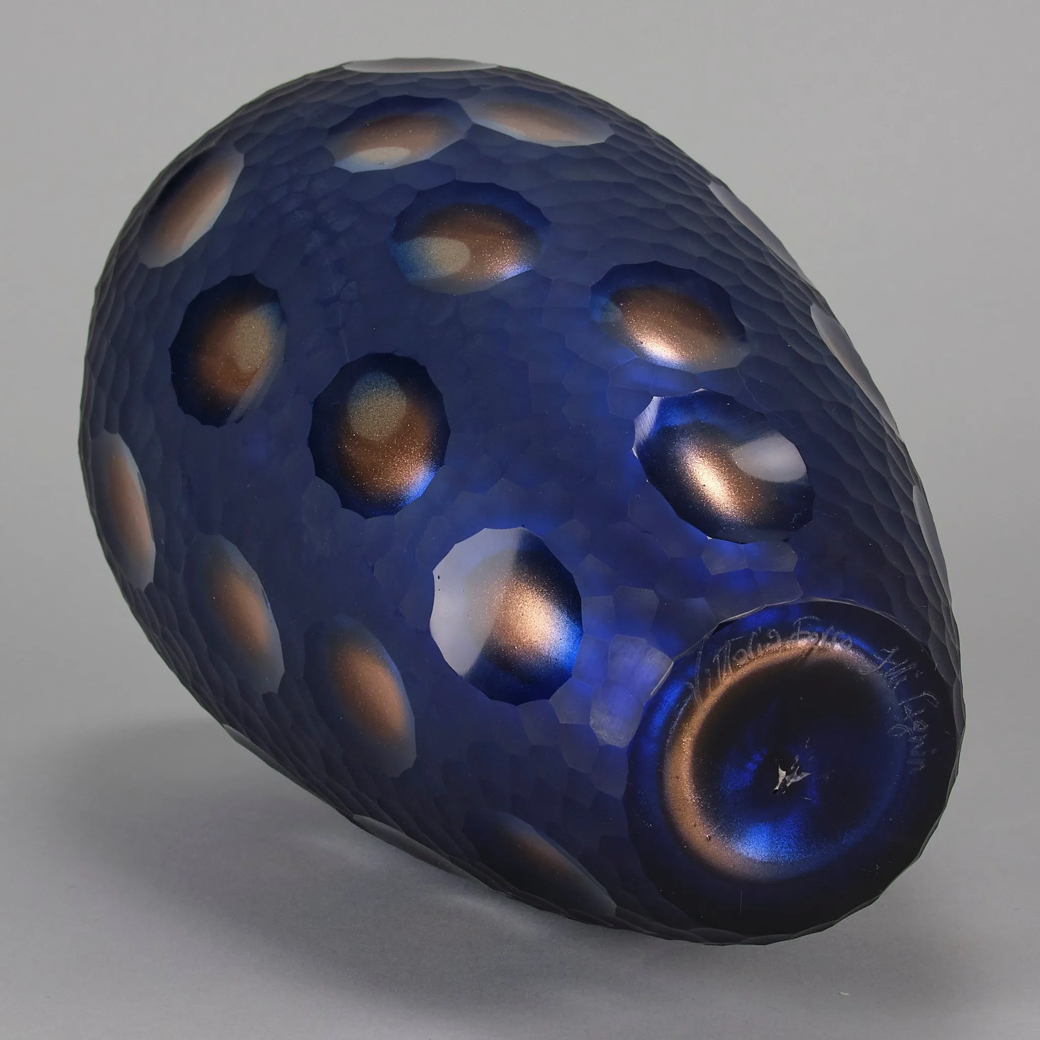 Murano "Blue and Bronze Vase" by Vittorio Ferro