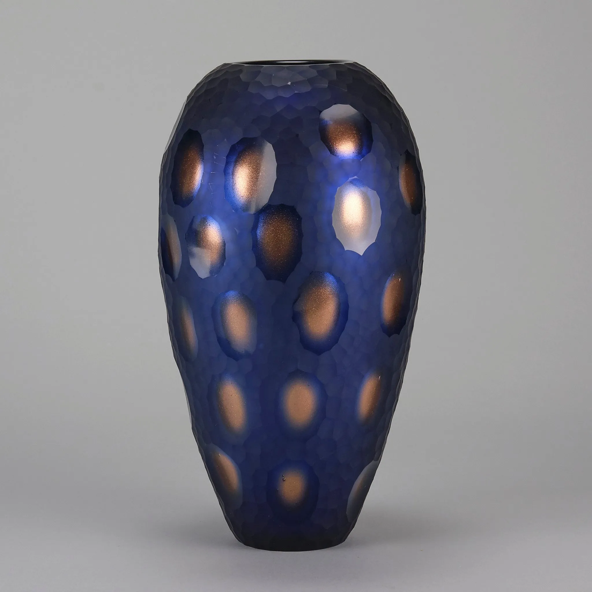 Murano "Blue and Bronze Vase" by Vittorio Ferro