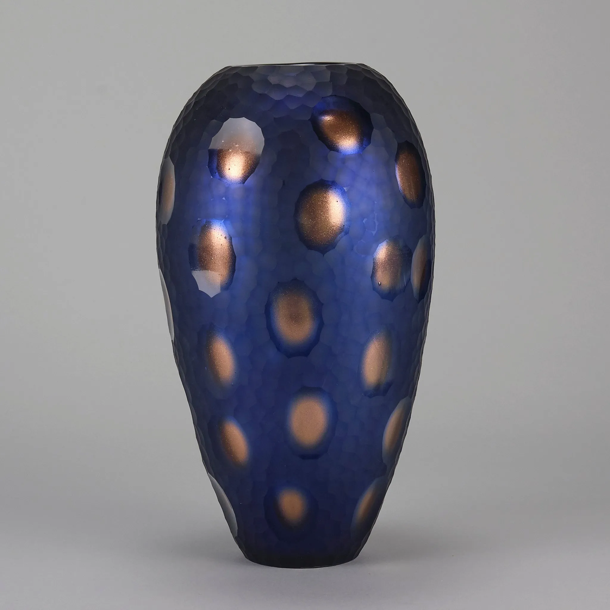 Murano "Blue and Bronze Vase" by Vittorio Ferro