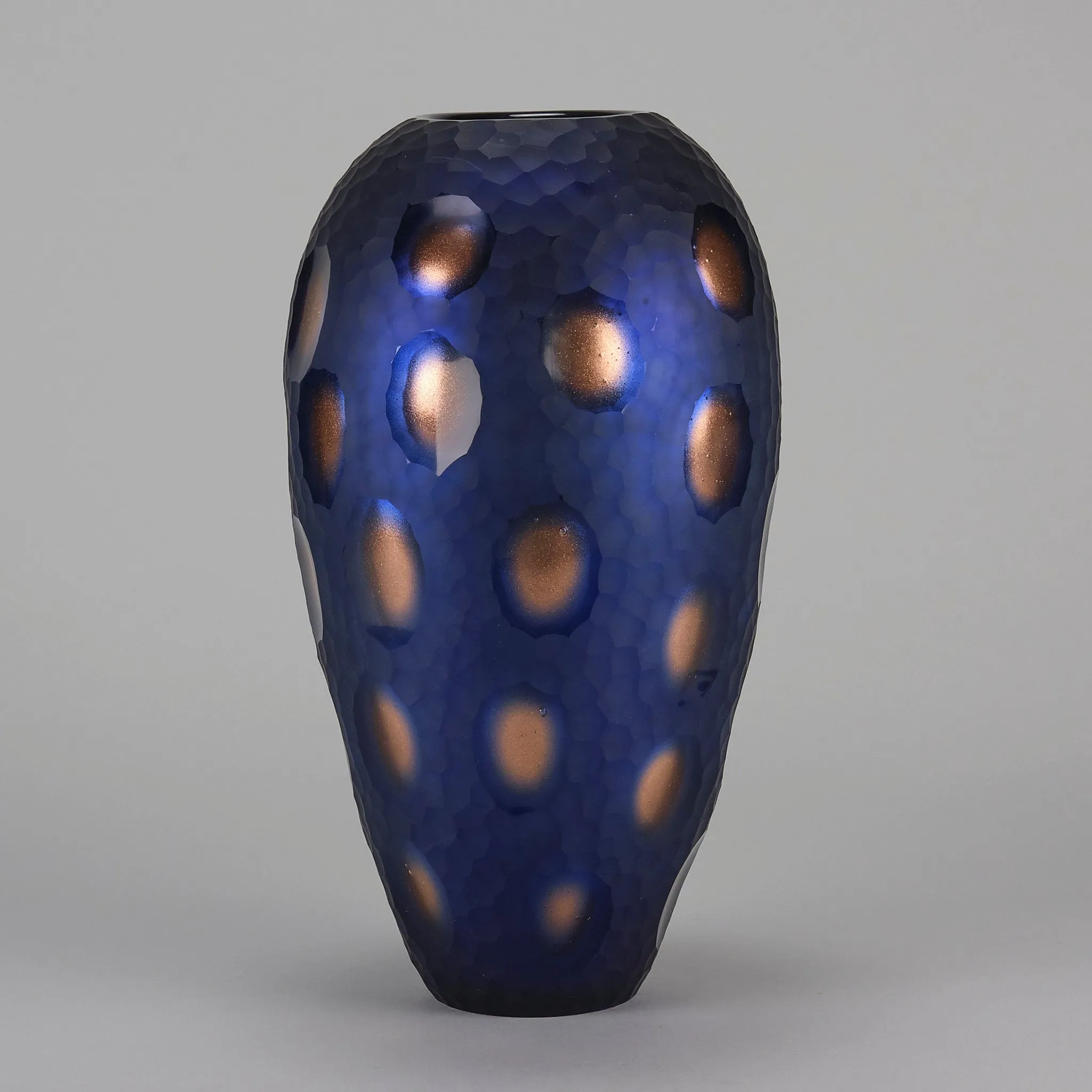 Murano "Blue and Bronze Vase" by Vittorio Ferro