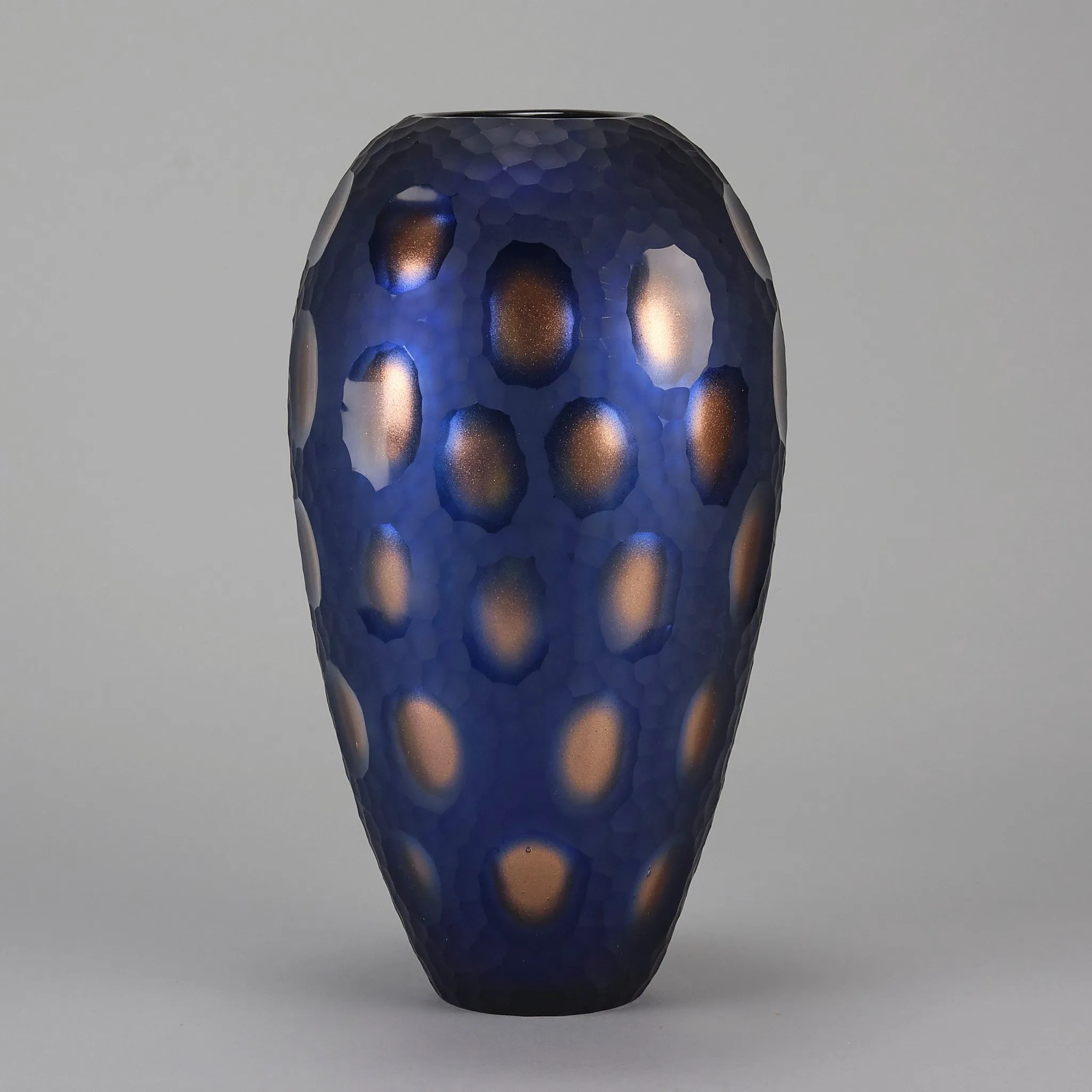 Murano "Blue and Bronze Vase" by Vittorio Ferro