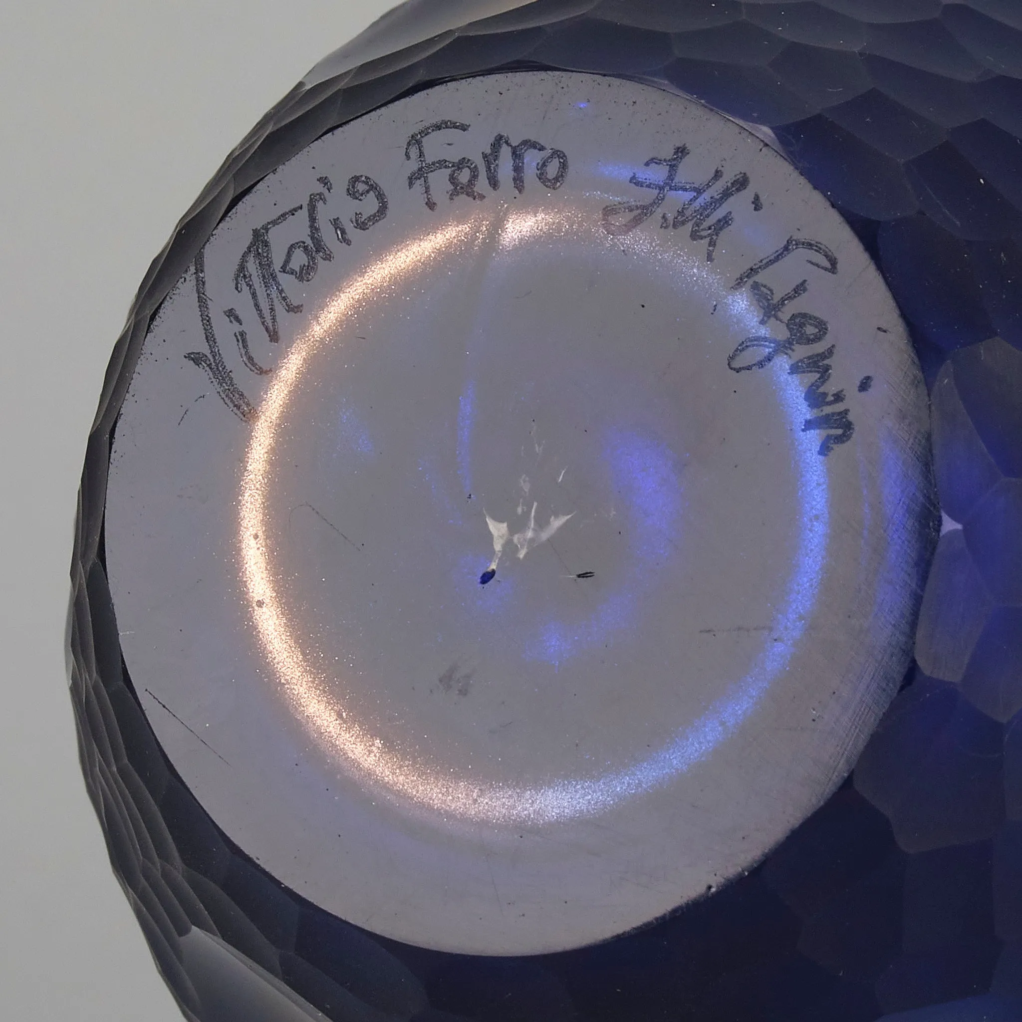 Murano "Blue and Bronze Vase" by Vittorio Ferro