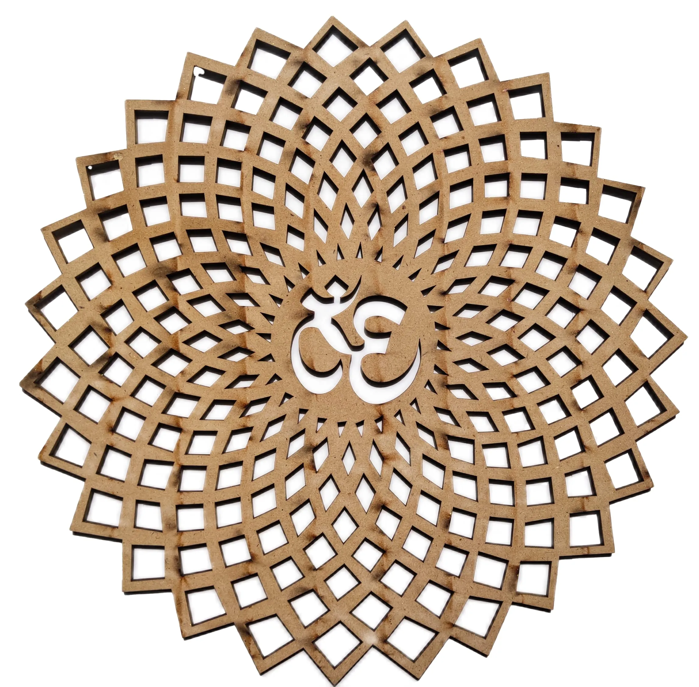 My Dream Carts Golden Om Round Decorative Wall Art Mdf Wooden Om Chakra For Temple, Living Room, Bedroom, Office, Hotel, Home Decor Items, Gift Item, Mandala Wall Hanging For House Decoration 45x45cm