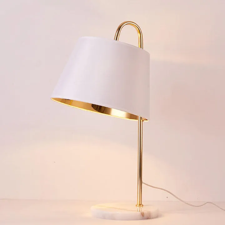 Nordic Modern Solid Color Fabric Shade Marble 1-Light Table Lamp