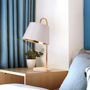 Nordic Modern Solid Color Fabric Shade Marble 1-Light Table Lamp