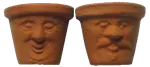 Pair of Clay Pots with Faces