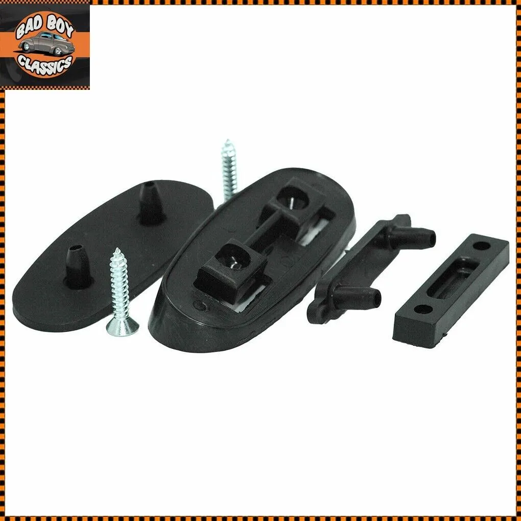 Pair Tex Style Flat Door Mirrors Matt Black   Fittings