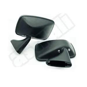 Pair Tex Style Flat Door Mirrors Matt Black   Fittings
