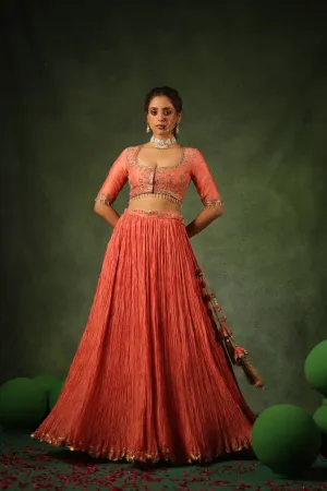 Pakeezah Zardosi Ambi Buta Lehenga Narangi
