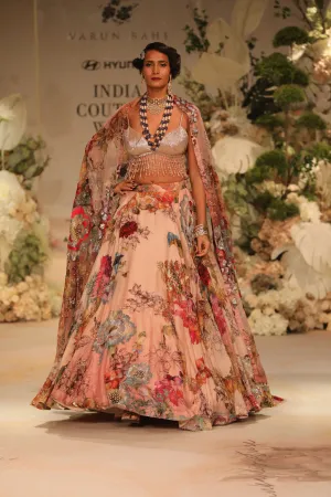 Pink Printed & Embroidered Lehenga Set