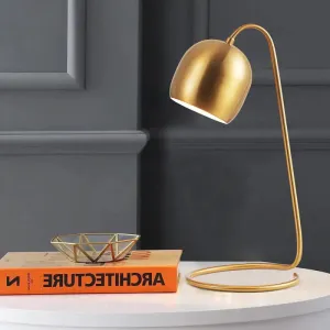 Postmodern Brass Dome Desk Lamp with Metallic Ring Base - Small Night Table Light