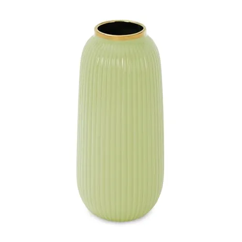 Pure Home   Living Light Green Ribbed Ceramic Vase - Large