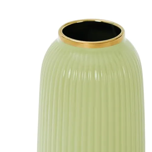 Pure Home   Living Light Green Ribbed Ceramic Vase - Large