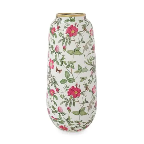 Pure Home   Living White Floral Print Ceramic Vase - Large