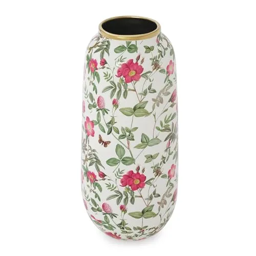 Pure Home   Living White Floral Print Ceramic Vase - Large
