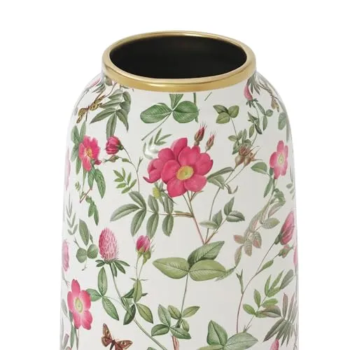 Pure Home   Living White Floral Print Ceramic Vase - Large