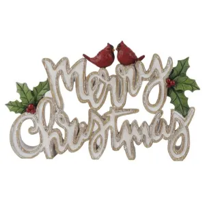 Regency International 12" Resin Holly Merry Christmas Table Piece