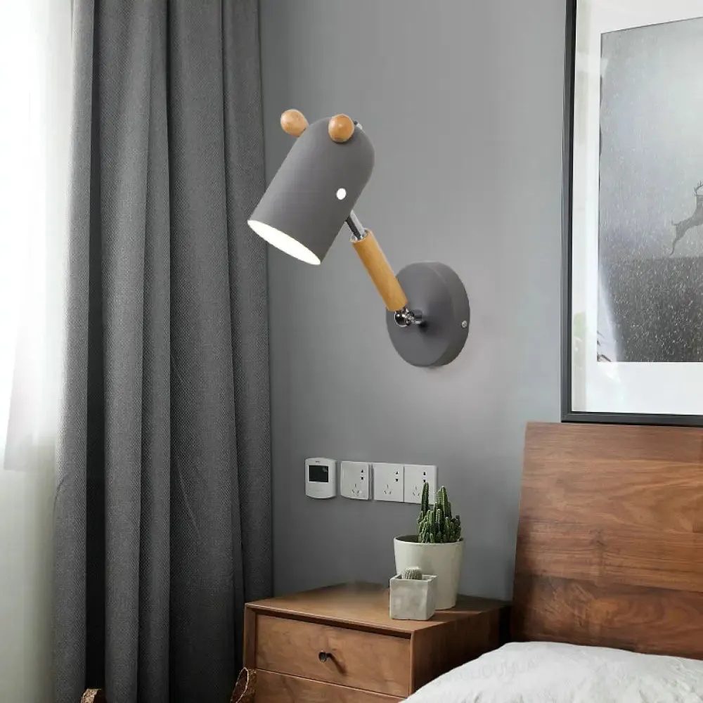 Rotatable Metal and Wood Trojan Wall Light - Nordic Style Lamp for Porch Hallway