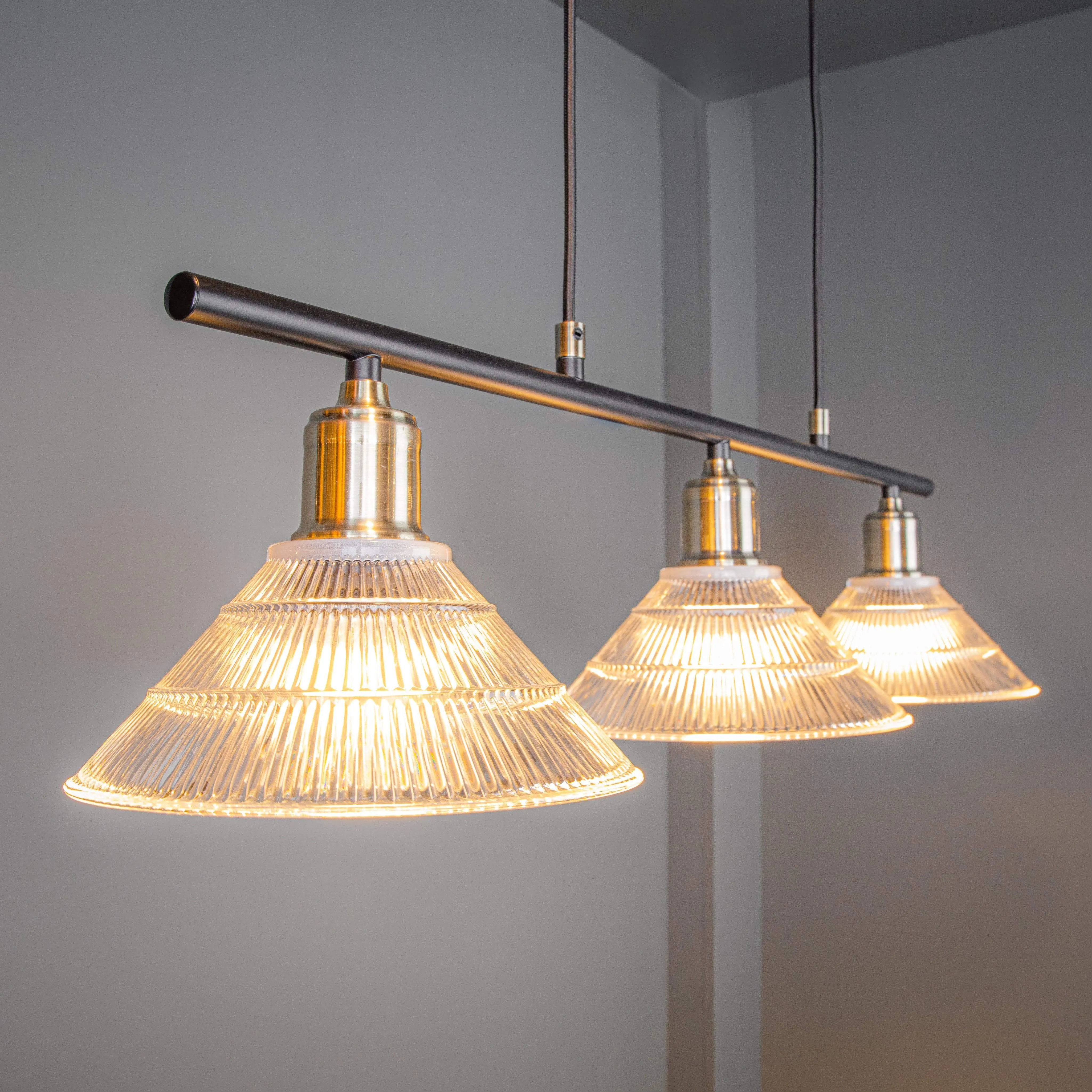 Salamanca 3 Light Bar In Antique Brass With Glass Shade Ceiling Light