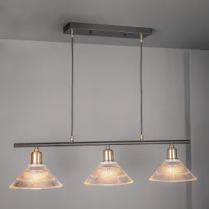 Salamanca 3 Light Bar In Antique Brass With Glass Shade Ceiling Light