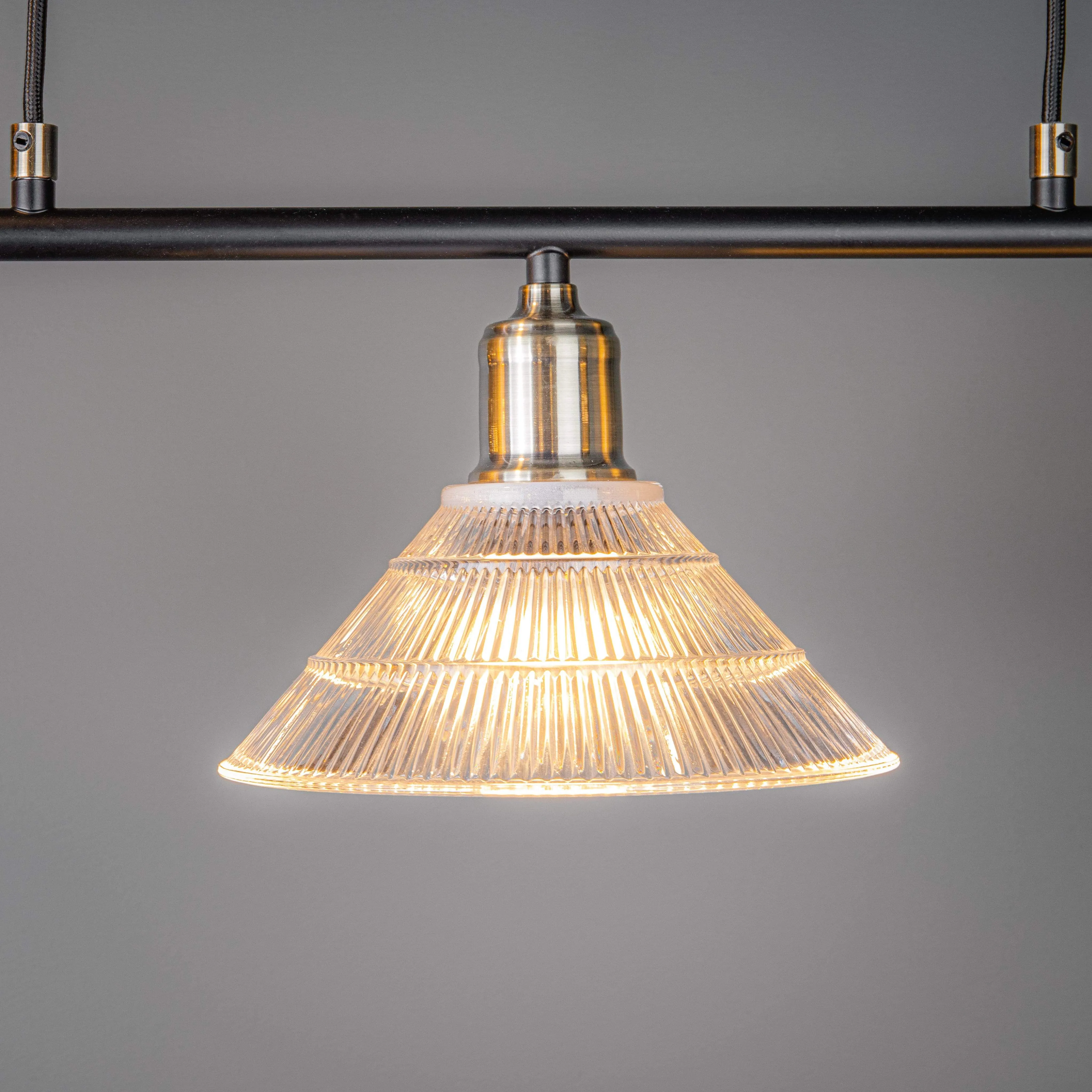 Salamanca 3 Light Bar In Antique Brass With Glass Shade Ceiling Light