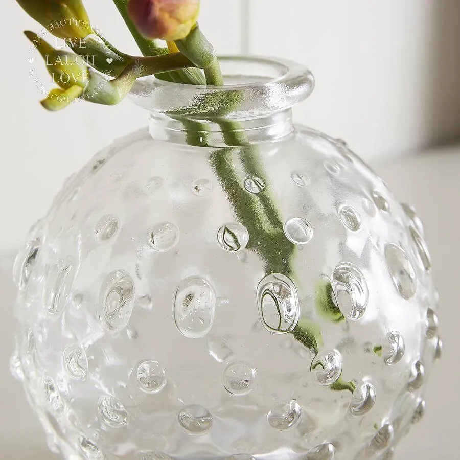 Set of 3 Clear Vintage Glass Vases