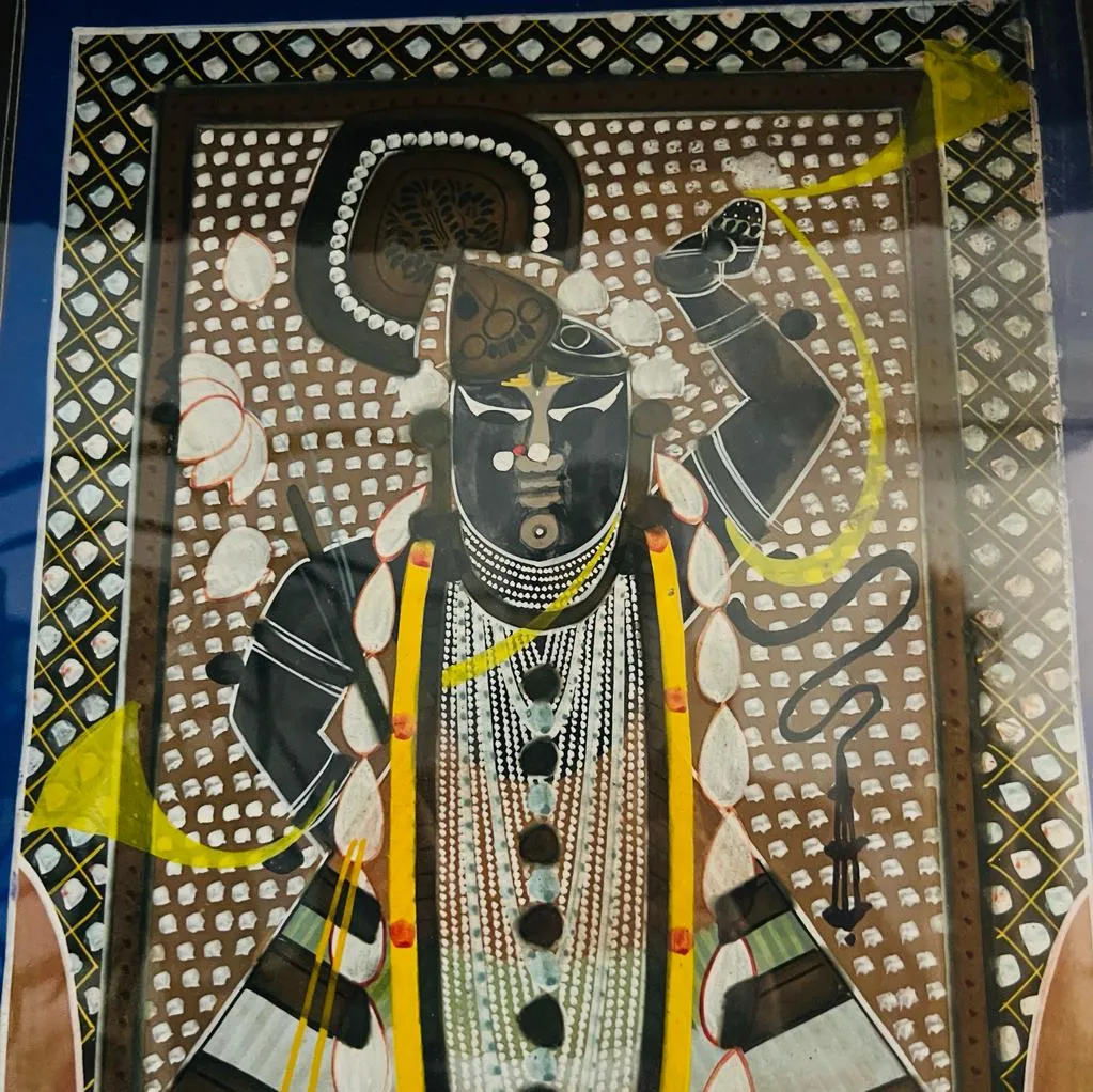 Shrinathji Pichwai Painting  - Vintage Framed Pichwai Painting ( 25 inches, framed )
