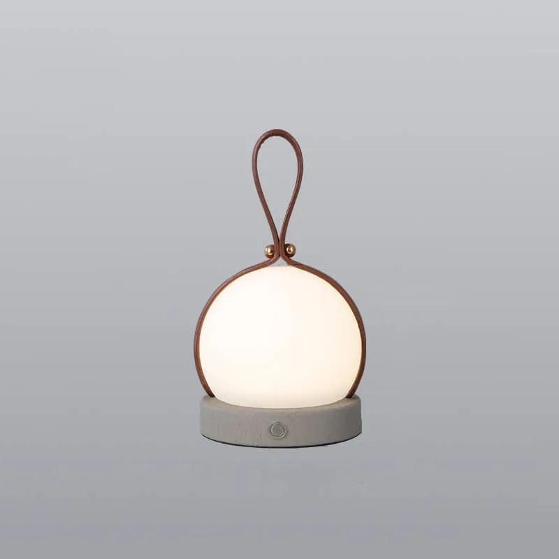 Simple Spherical Faux Leather Portable LED USB Night Light Table Lamp