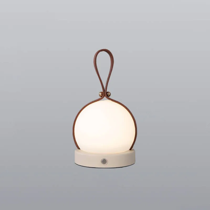 Simple Spherical Faux Leather Portable LED USB Night Light Table Lamp