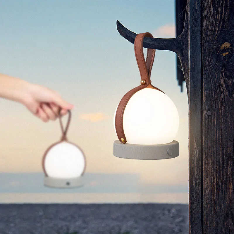 Simple Spherical Faux Leather Portable LED USB Night Light Table Lamp