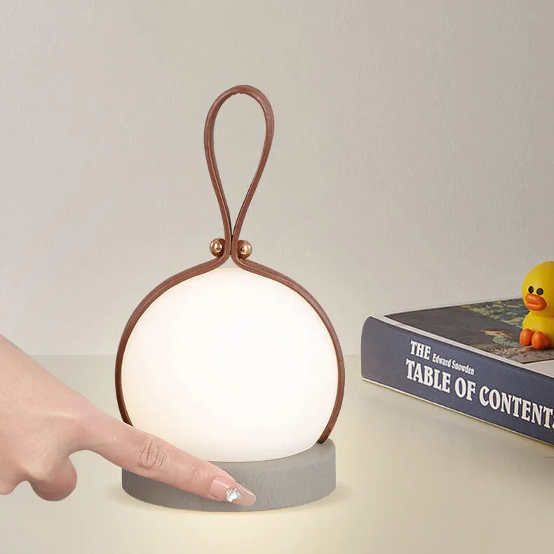 Simple Spherical Faux Leather Portable LED USB Night Light Table Lamp