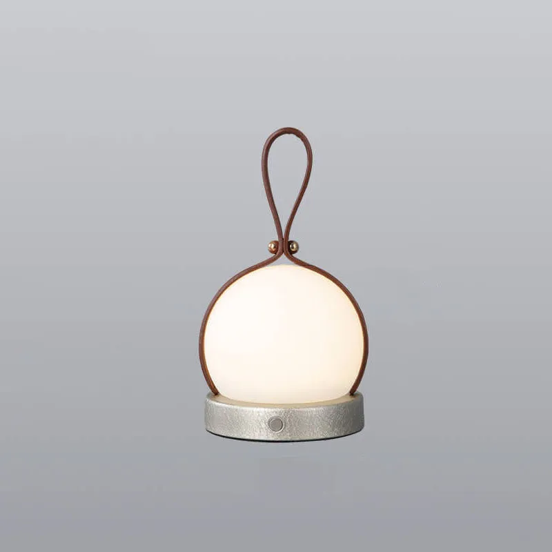 Simple Spherical Faux Leather Portable LED USB Night Light Table Lamp