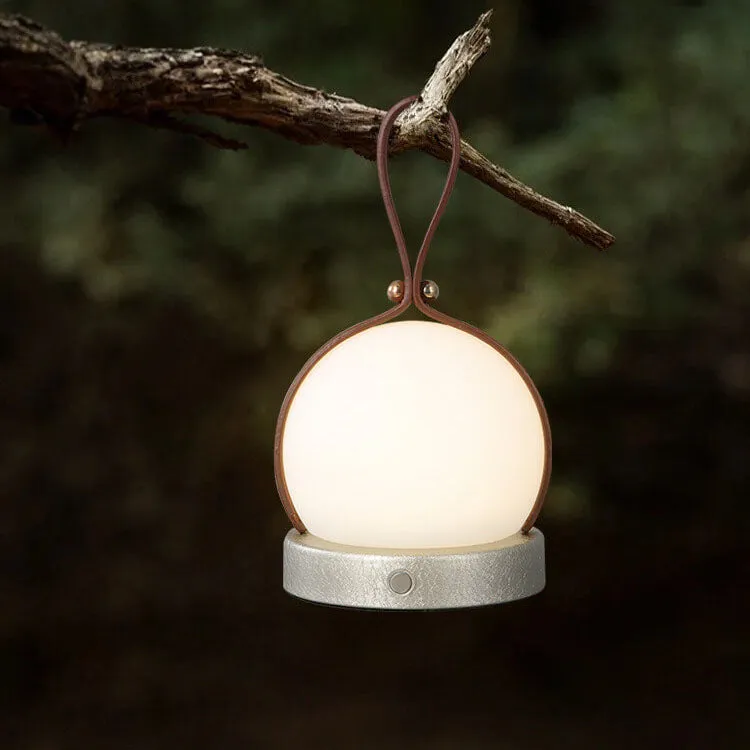 Simple Spherical Faux Leather Portable LED USB Night Light Table Lamp
