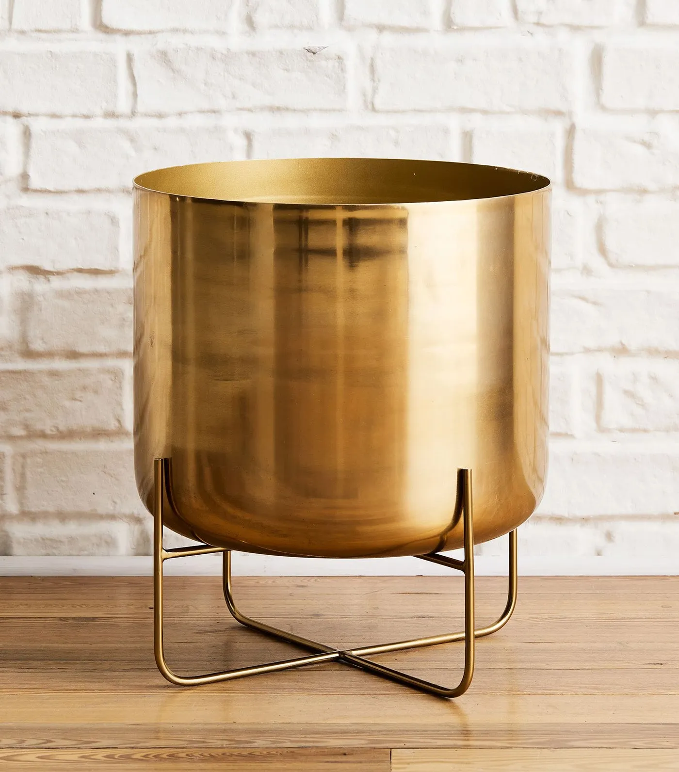 Spun Metal Standing Planter - Low