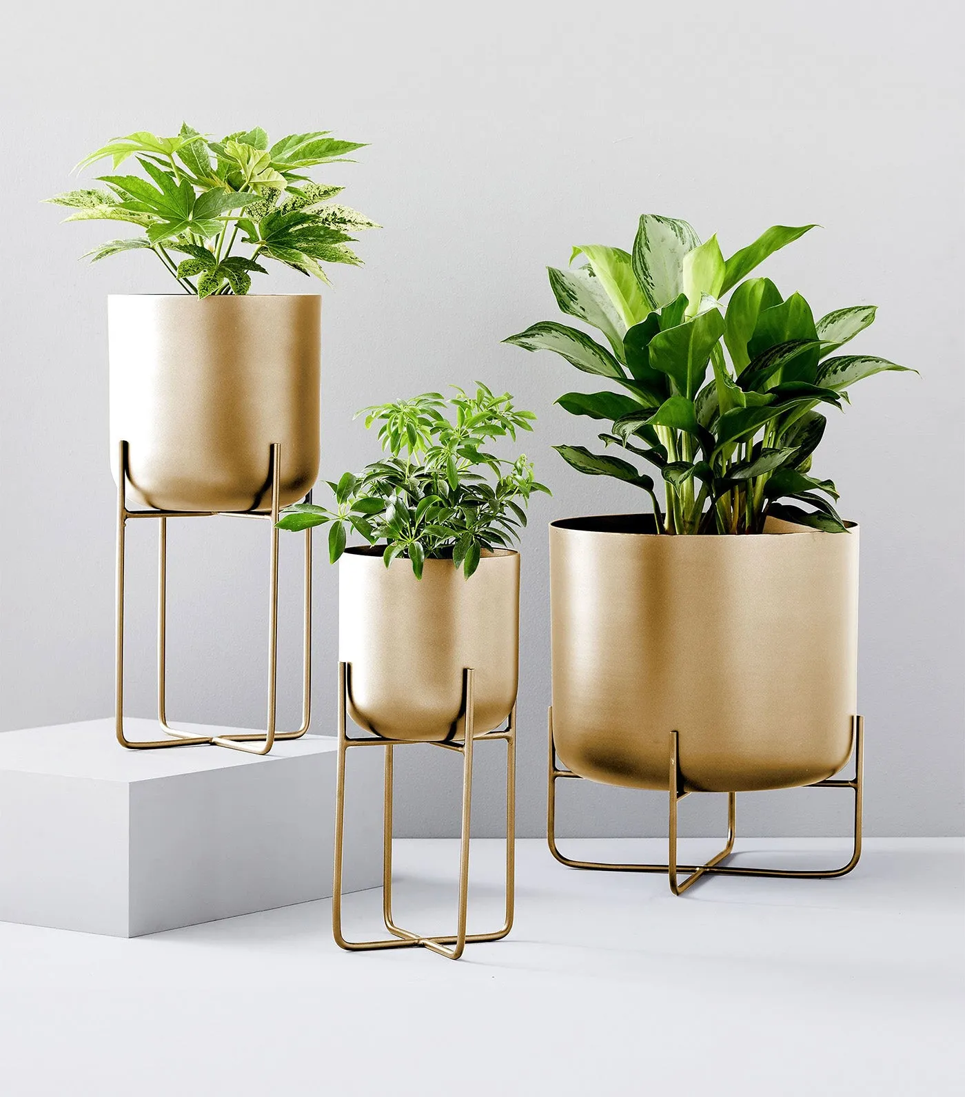 Spun Metal Standing Planter - Low