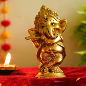 SR Decor Ganesha Statues for Car Dash Board, Pooja & Gift, Ganesha Murti, Idol, Lord Lord Ganesha for Home & Office Decor (Gold Ganesha)