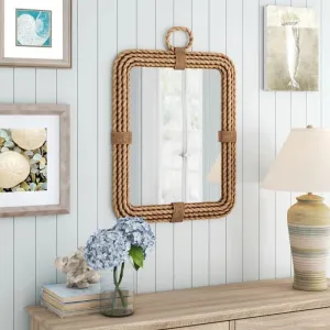 SRA Home Decor Vintage Wooden Rope Look Wall Mount Mirror for Home Decoration, Wall Mirror for Living Room, Mirror for Bedroom, Mirror for Wash Basin, Bathroom, Brown (30" Inches Square)