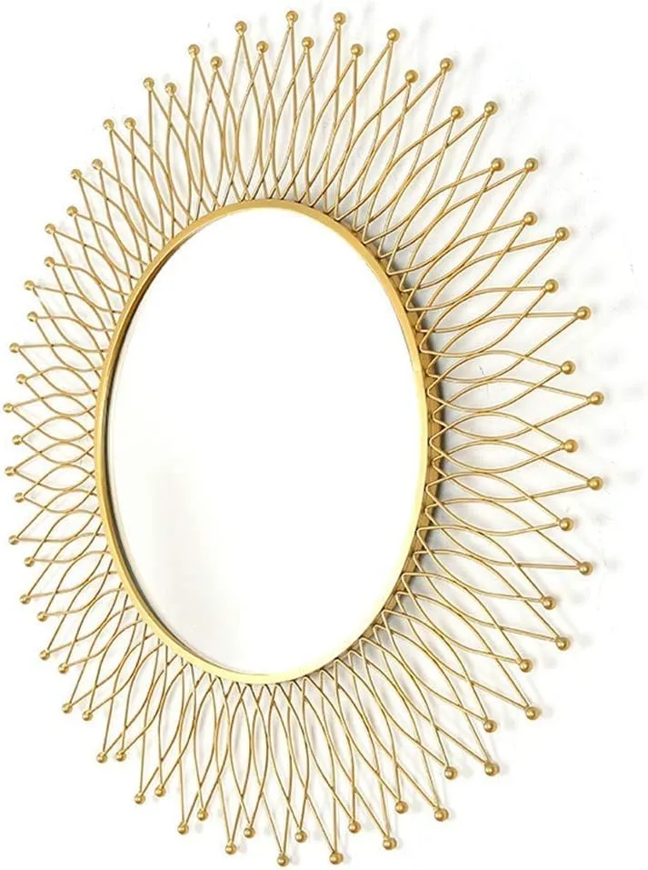 The arts box Modern Stylish Wall Mirrors Round Sunburst Gold European Decorative Mirrors of Wall Wall Mounted Handmade Makeup Mirror for Living Room Hallway Bedroom 24'' Gold