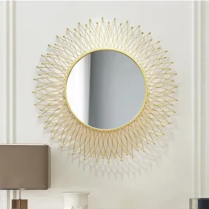 The arts box Modern Stylish Wall Mirrors Round Sunburst Gold European Decorative Mirrors of Wall Wall Mounted Handmade Makeup Mirror for Living Room Hallway Bedroom 24'' Gold