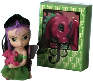 The Ashton-Drake Galleries The Dragonling Darlings Matchbox Collection Issue #6: "Amethyst" Handcrafted Resin Figure with Fire Fairy Wings & Glitter Accents by Jasmine Becket-Griffith 3-Inches