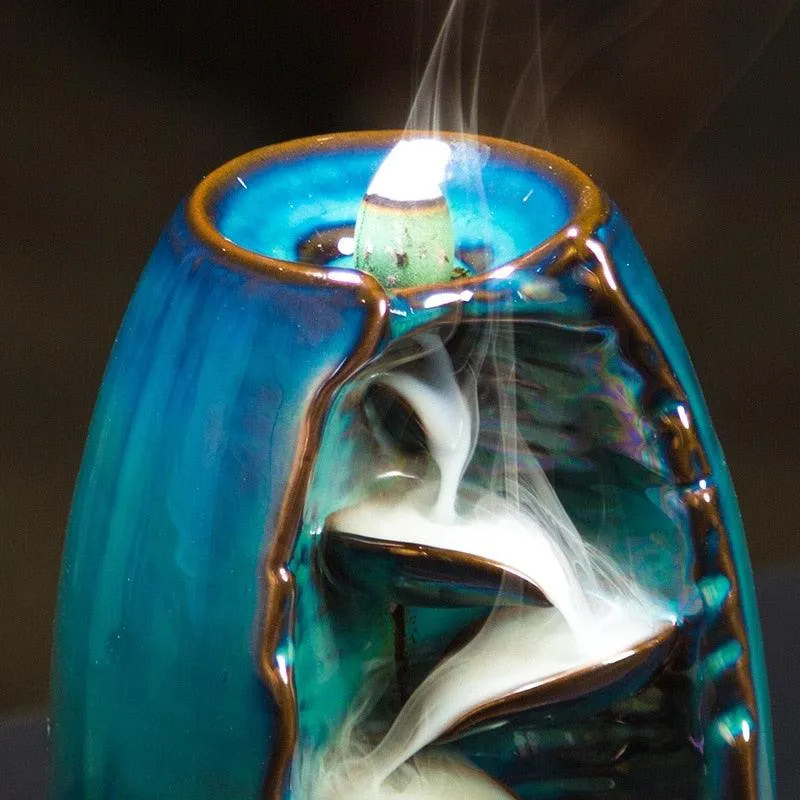 'The Waterfall' Ceramic Incense Holder - Aqua