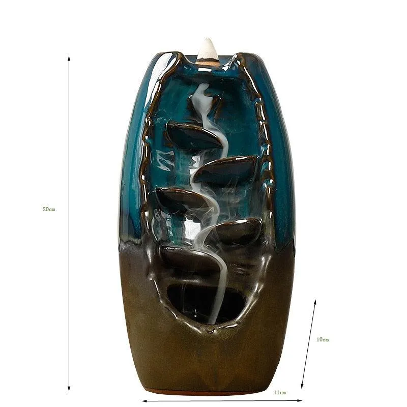 'The Waterfall' Ceramic Incense Holder - Aqua