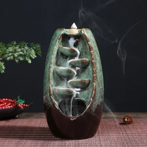 'The Waterfall' Ceramic Incense Holder - Aqua